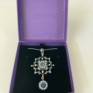 Silver and Blue Snowflake Pendant Necklace
